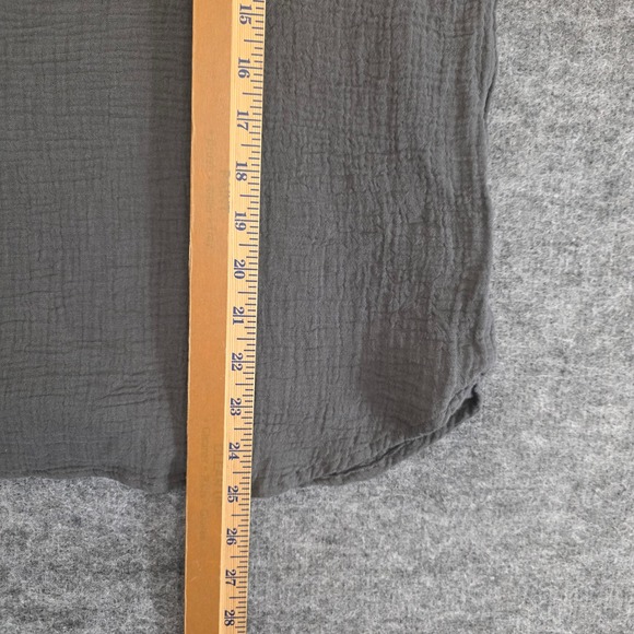 Faherty Dream Cotton Gauze Desmond Blouse Womens Medium Charcoal Lightweight Top - Picture 8 of 9